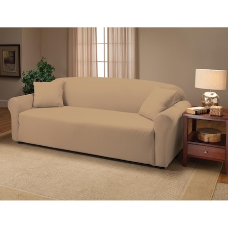 BEDDING BEYOND Stretch Jersey Sofa Slipcover, Cream BE2613851